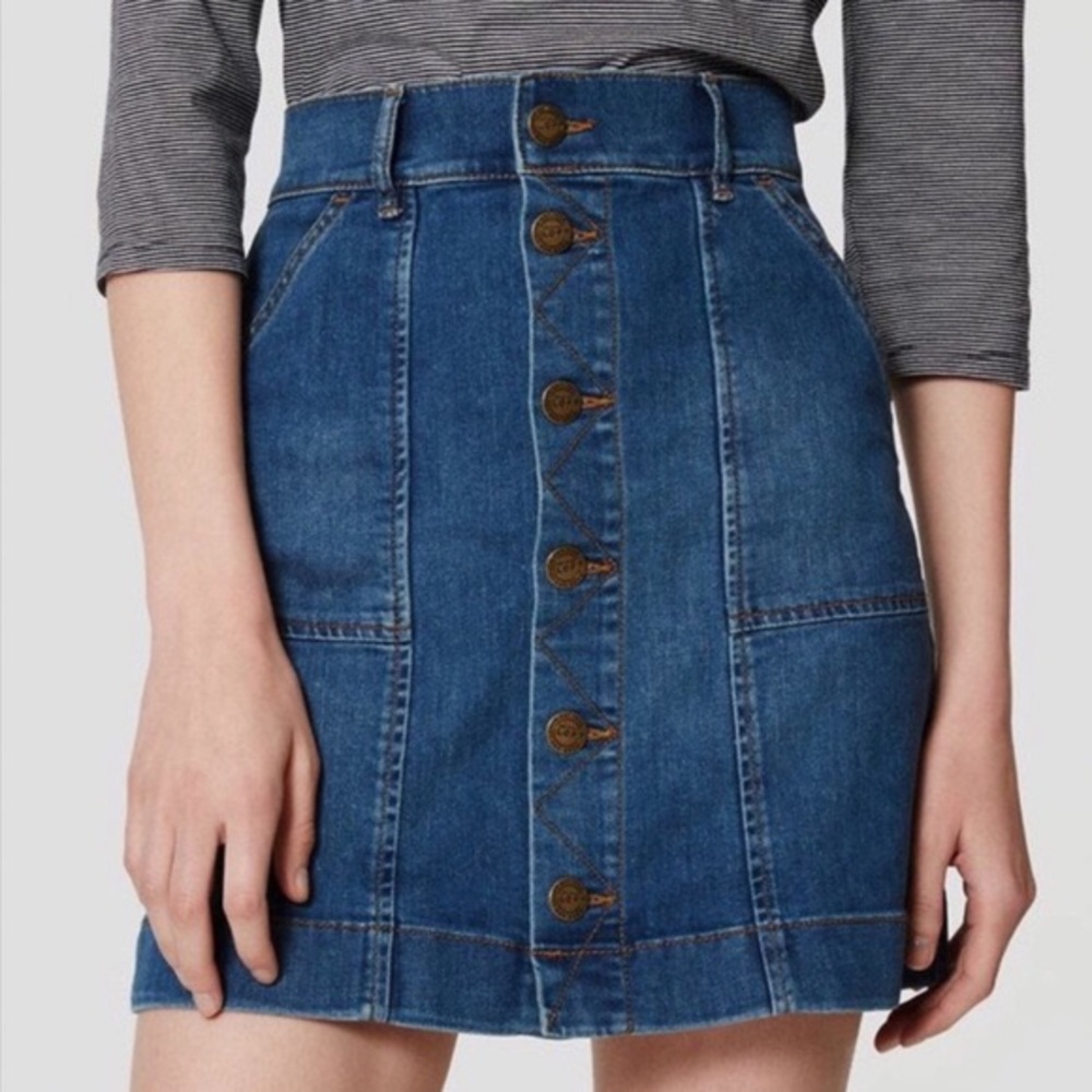 Ann Taylor Loft Denim Button Up Skirt